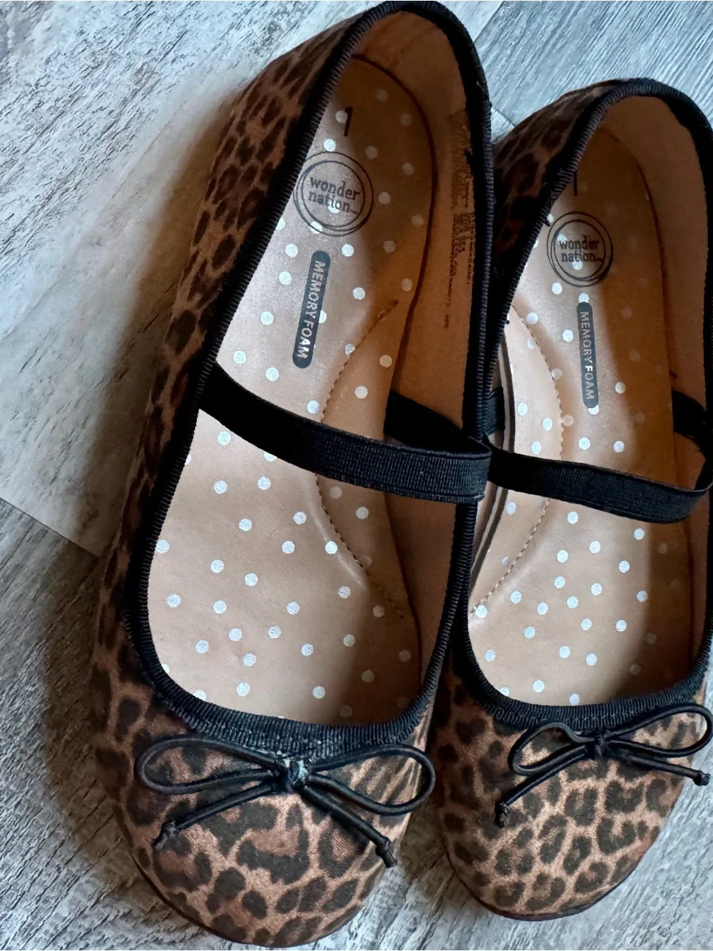 wonder nation Leopard Print Mary Jane Flats Brown Black